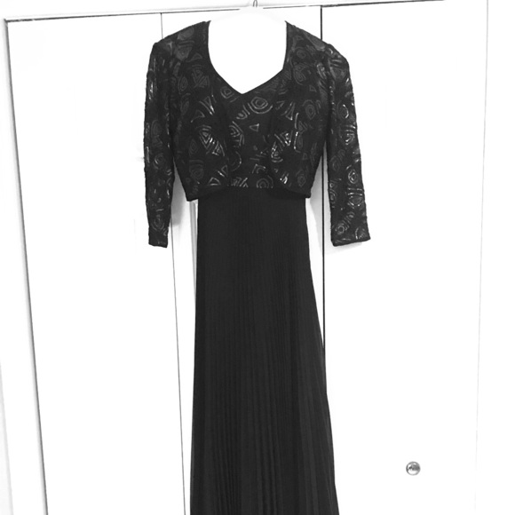 Tahari Navy blue gown with sequined jacket - Picture 2 of 12